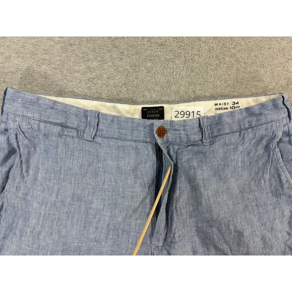 J Crew Stanton Irish Linen Casual Summer Shorts (Men's 34) Blue - 10